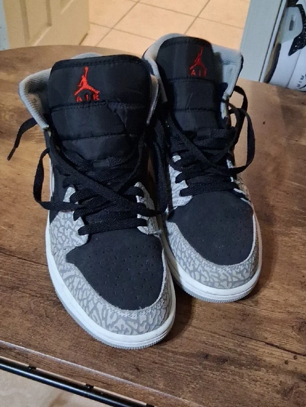Jordan Mid-Top Sneakers in Black, Gray and White